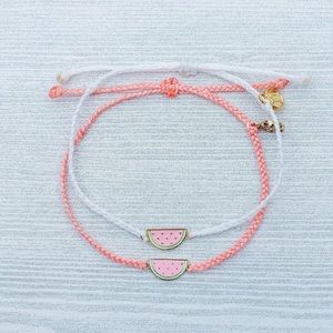 Pura Vida Gold & Pink Braided Watermelon Bracelet